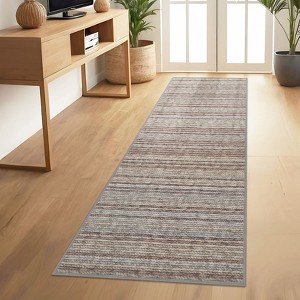 Modern Washable Area Rug Non Shedding Soft Ultra Thin Striped Contemporary Accent Carpet Non Slip Abstract Carpet for Bedroom Living Room - 1 of 4