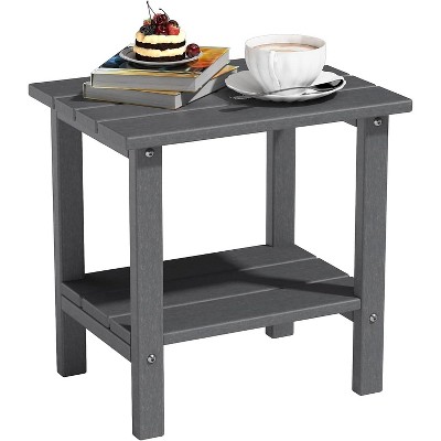 MaseiKar Double Adirondack Outdoor Side Table, Weather-Resistant Patio End Table for Backyard, Pool & Porch, Durable & Stylish Patio Side Table,Grey