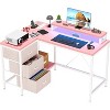 Acekool L-Shaped Gaming Desk with LED Lights, Power Outlets, Drawers & Shelves, Corner Computer Desk for Home Office, Black - 2 of 4
