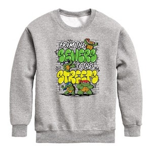 Boys' - Teenage Mutant Ninja Turtles Mutant Mayhem - From The Sewers To The Streets Graphic Long Sleeve Fleece Sweatshirt - 1 of 4