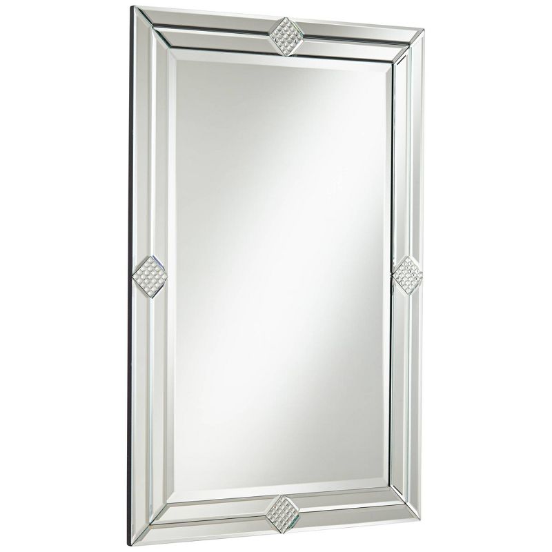 Possini Euro Design Cecilia Rectangular Vanity Wall Mirror Modern Beveled Diamond Mirrored Frame 23 3/4" Wide for Bathroom Bedroom Living Room Home, 5 of 10