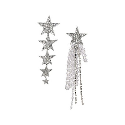 SOHI Women's Crystal Silver Party Drop Earrings