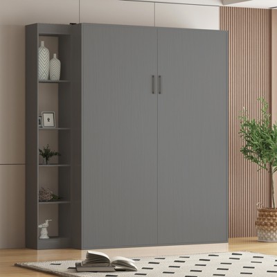 Mjkone Mjkone Queen Fold Up Cabinet Murphy Bed,Folding Wall Bed Guest Bed, 2 in 1 Space Saving Hidden Murphy Beds