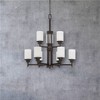 Sunset Lighting Somes 9-Light 2-Tier Chandelier, Linen Glass, Provincial Bronze Finish - 3 of 4