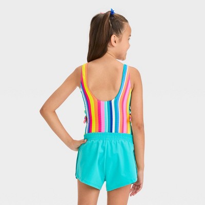 Cat & Jack Girls' Playa Striped One Piece Swimsuit Set - Cat & Jack™ XS: Solid Multi-Stripe, Knot Detail, Swimwear Set — фото 4