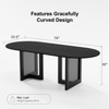 PexFix 79" x 33.5" Farmhouse Kitchen Dining Room Table Home Furniture Oval Black Kitchen Table with Rattan Woven Legs for Kitchen Bar Living Room - 2 of 4