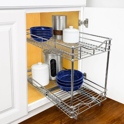 Chrome 21" Two-Tier Pull Out Cabinet Organizer