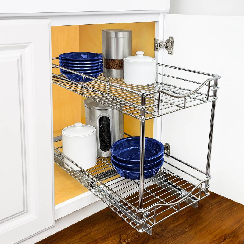 Lynk Professional 11" x 21" Slide Out Double Shelf - Pull Out Two Tier Sliding Under Cabinet Organizer, 3 of 7