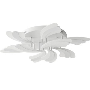 Modern LED Ceiling Light White Flush Mount, Artistic Petal Wing Fixture for Bedroom Living Room - 1 of 4