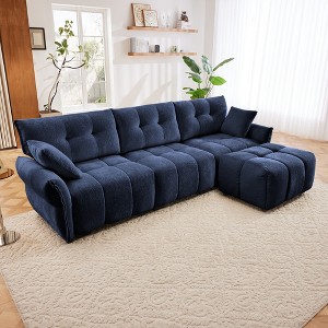 Oversized 110.2" Chenille Modular L-Shaped Sectional Sofa with High-Resilience Cushions and Ottoman, 4-Piece Free combination Sofa - 1 of 4