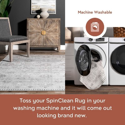 Light Grey Rectangular Synthetic Washable Area Rug