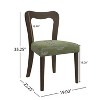 Christopher Knight Home Set of 2 Aaron Rubberwood Upholstered Dining Chairs with Curved Open Back Green/Dark Brown - 3 of 4