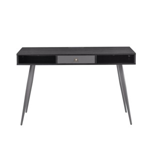 GlasFlength Desks Modern Writing Study Desk with Two Open Drawers Multifunctional Home Office Computer Desk, Black, 47.24"*19.68"*29.37" - 1 of 4