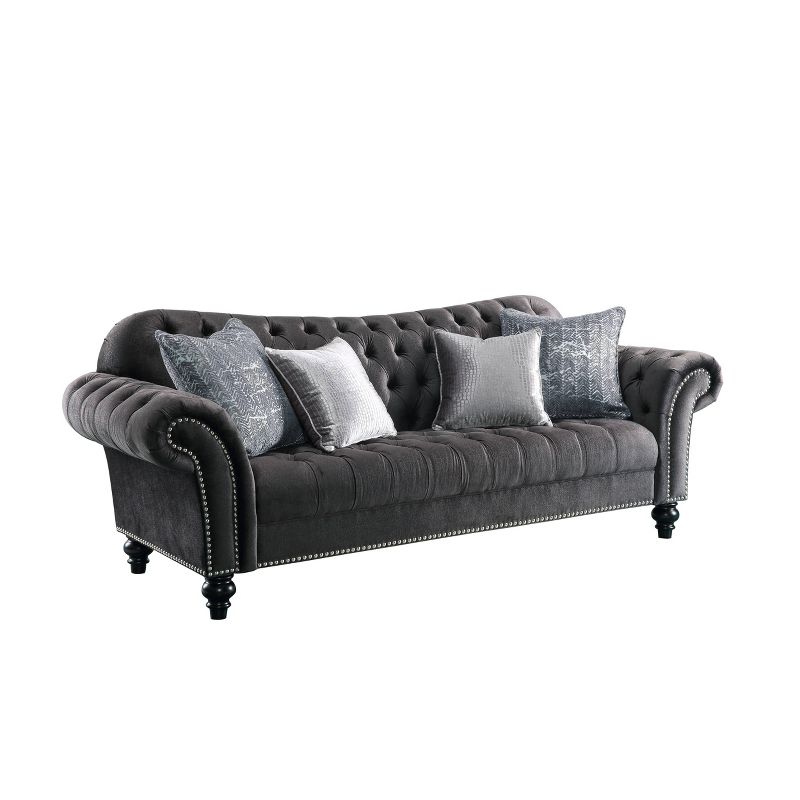 96&#34; Gaura Sofa with Pillow Dark Gray Velvet - Acme Furniture, 5 of 7