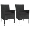 vidaXL 3 Piece Patio Bistro Set with Cushions Black Poly Rattan - 3 of 4