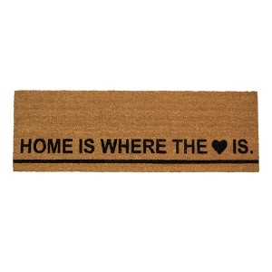 Northlight Natural Coir Outdoor Rectangular "Home Is Where the Heart Is" Doormat 16" x 48" - 1 of 4