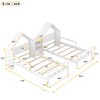 2 Twin Platform Beds, Solid Wood Frame with Built-in Nightstand, No Box Spring Needed, House Headboard - Baofuwish - 4 of 4