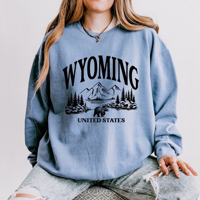 Simply Sage Market Women's Lightweight Garment Dyed Graphic Sweatshirt Wyoming Forest Scene