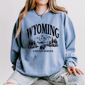 Simply Sage Market Women's Lightweight Garment Dyed Graphic Sweatshirt Wyoming Forest Scene - 1 of 4