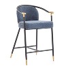 26"H Set of 2 Upholstered Counter Stools, Contemporary Design, Durable Iron Frame,Navy Blue-- Frevyn - 4 of 4
