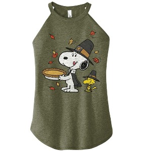 Women's - Peanuts - Thanksgiving Scene Graphic High Neck Tank - 1 of 4
