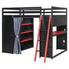 YOOCOZZ Full Size Wood Loft Bed with, Wardrobe, Shelves, Blackout Curtains, RGB Lights - 4 of 4