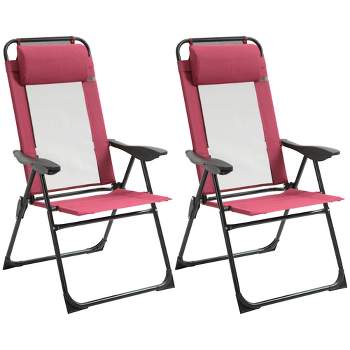 Outsunny Set of 2 Portable Folding Recliner, Outdoor Patio Chaise Lounge Chair with Adjustable Backrest