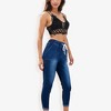 Anna-Kaci Women's Drawstring Waist Skinny Denim Jeans With Pockets And Cuffed Hem- Small, Blue - 4 of 4