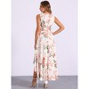 INSPIRE CHIC Women's Casual V Neck Floral Print Belt Sleeveless Maxi Dress - 3 of 4