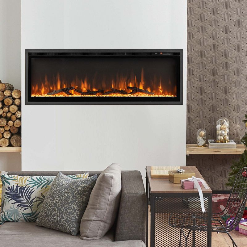 Costway 50'' Electric Fireplace Recessed Wall Mounted Freestanding with Remote Control, 2 of 11