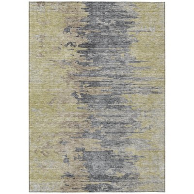Pewter Silver And Gray Abstract Washable Indoor Outdoor Area Rug
