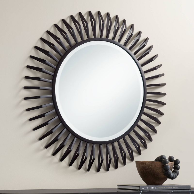 Uttermost Rays Matte Black 32 1/4" Round Sunburst Wall Mirror, 2 of 8