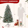 Acekool Snow Flocked Artificial Tree, Full Branch Tips, Red Berries, Hinged Branches, Easy Setup, Realistic Winter Holiday Decor - 3 of 4