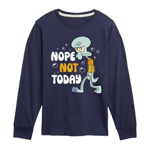 Boys' - SpongeBob SquarePants - Squidward Nope Not Today Long Sleeve Graphic T-Shirt - 1 of 4