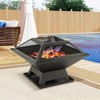 WELLFOR Square Fire Pit BBQ Portable Stove for Camping Bonfire Picnic Backyard Black - 3 of 4