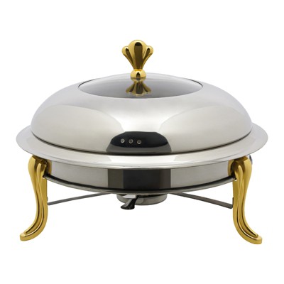 YIYIBYUS Round Chafing Dish, Stainless Steel 3L Catering Chafers and Buffet Warmers with Fuel Holder