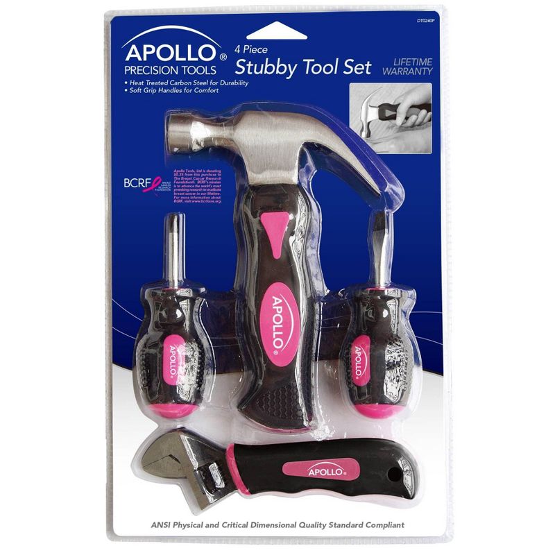 Apollo Tools 4pc DT0240P Stubby Set Pink, 3 of 5