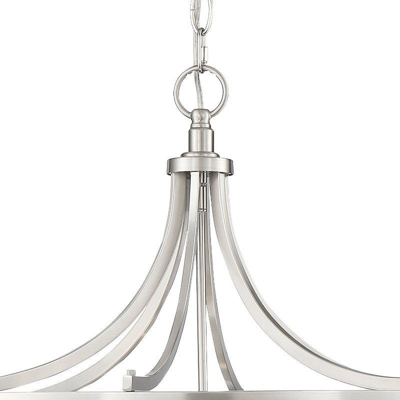 Possini Euro Design Brushed Nickel Drum Pendant Chandelier 25" Wide Modern White Organza Shade 6-Light Fixture Dining Room House, 5 of 10