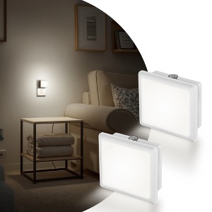 DORESshop 6/2-Pack 0.3W Plug-in White Night Light with Light Sensor, Square Wall Lamp, 5000K Daylight - 1 of 4
