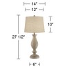 Regency Hill Serena Country Cottage Table Lamps 27 1/2" Tall Set of 2 Beige Gray Cream Burlap Shade for Bedroom Living Room Bedside Office Nightstand - 4 of 4