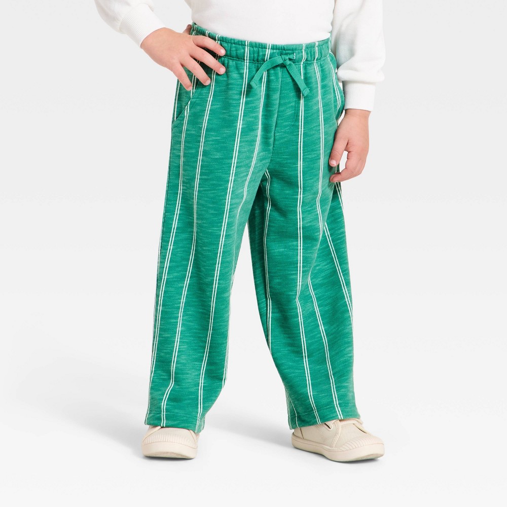 Grayson Mini Toddler Boys' French Terry Striped Sweatpants - Green 2T