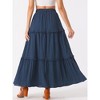 Allegra K Women's High Waist Tiered Belt Ruffle Lattice Texture Casual A Line Maxi Skirt - 4 of 4