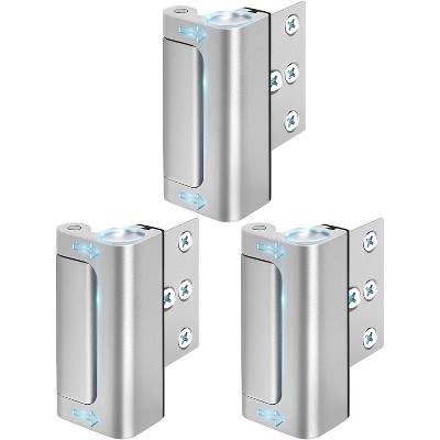 DOMETOUR Home Security Door Lock 3 Pack, Metal Reinforcement Child Proof Safety Latch, Withstands 800lbs for Inside Swing Doors