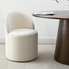 Modern Upholstered Dining Chair with Castors Round Barrel Dining Room Chair Linen Dining Chairs Set of 3 for Kitchen Dining Room-Tanpinhause - 4 of 4