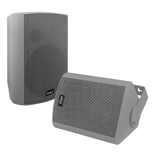 Pyle 6.5" Wireless Wall Mount Speaker System for Indoor or Outdoor Use, 2 Speaker Setup (Active/Passive) with Digital Sound Amplifier, Gray - 1 of 4