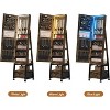 LED Mirror Jewelry Armoire, 360° Swivel, Vertical Jewelry Organizer with Lockable Lockers, Drawers, Mobility Wheels, Foldable Makeup Shelf - 4 of 4