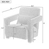 Modern White Accent Chair with Right-Angle Armrests and Wood Block Legs for Living Room Bedroom or Study-Maison Boucle - 3 of 4