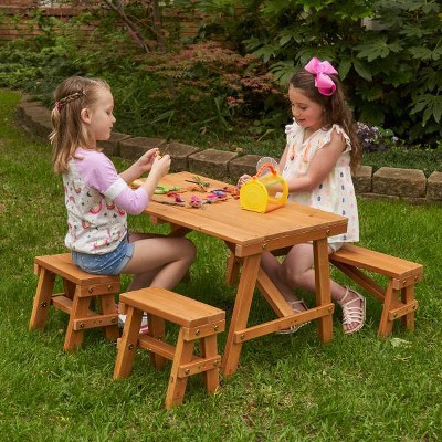 Kids Garden Table Wooden Picnic Bench Set Children Outdoor Patio Desk Chair Seat 