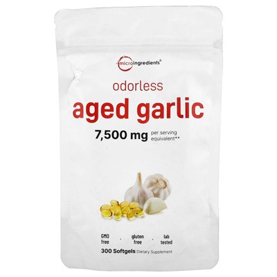 Micro Ingredients Odorless Aged Garlic, 300 Softgels (3,750 mg per Softgel)