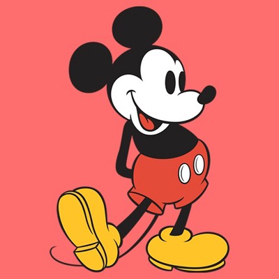 Small Red Heather Mickey Mouse Graphic Cotton Blend Tee